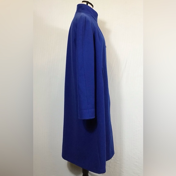 Vintage Komitor Womens Oversized Wool Trench Coat Size 8 Long Overcoat Twee Blue - Picture 9 of 16